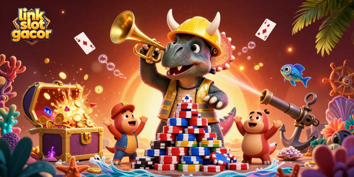 Play exciting games with link slot gacor in a vibrant 3D casino adventure scene.