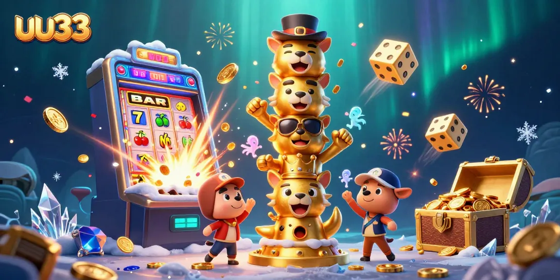 Experience the excitement of uu33 with vibrant casino imagery and slot machine action.