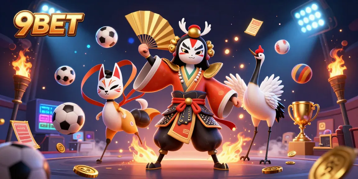 Engage in thrilling gaming adventures with 9BET's vibrant 3D illustration capturing spirited sports excitement.