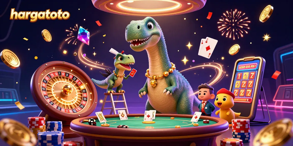 Join the thrills with hargatoto's engaging casino scene featuring dynamic characters and vibrant elements.