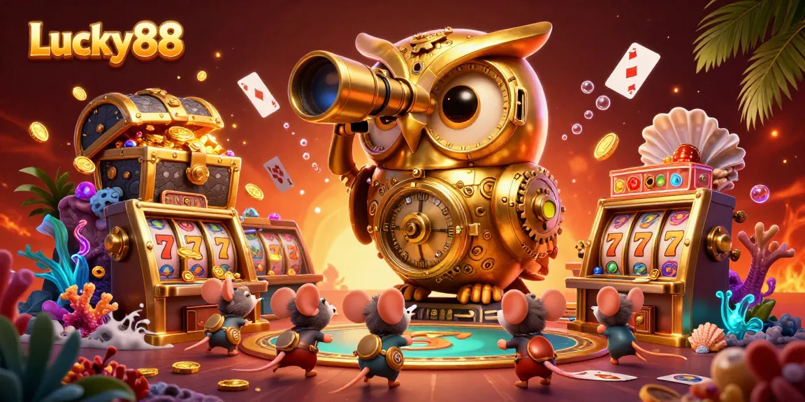 Experience thrilling gameplay with the Lucky88 slot machine amidst a vibrant casino scene