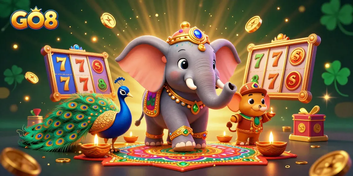Experience gaming action with GO8's vibrant 3D casino scene, bringing excitement with slots and jackpot thrills.