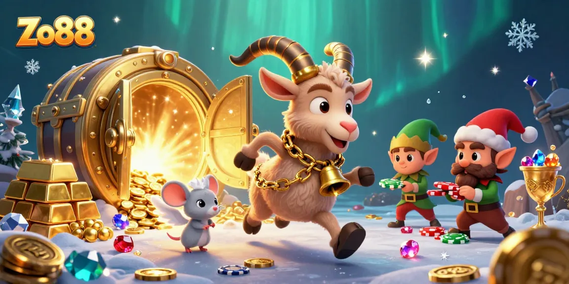 Experience thrilling action at Zo88 with festive characters in a vibrant casino scene.