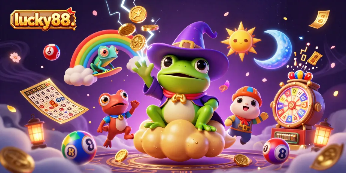 Experience the thrill of lucky88. with vibrant characters and dynamic game elements in a magical casino scene.