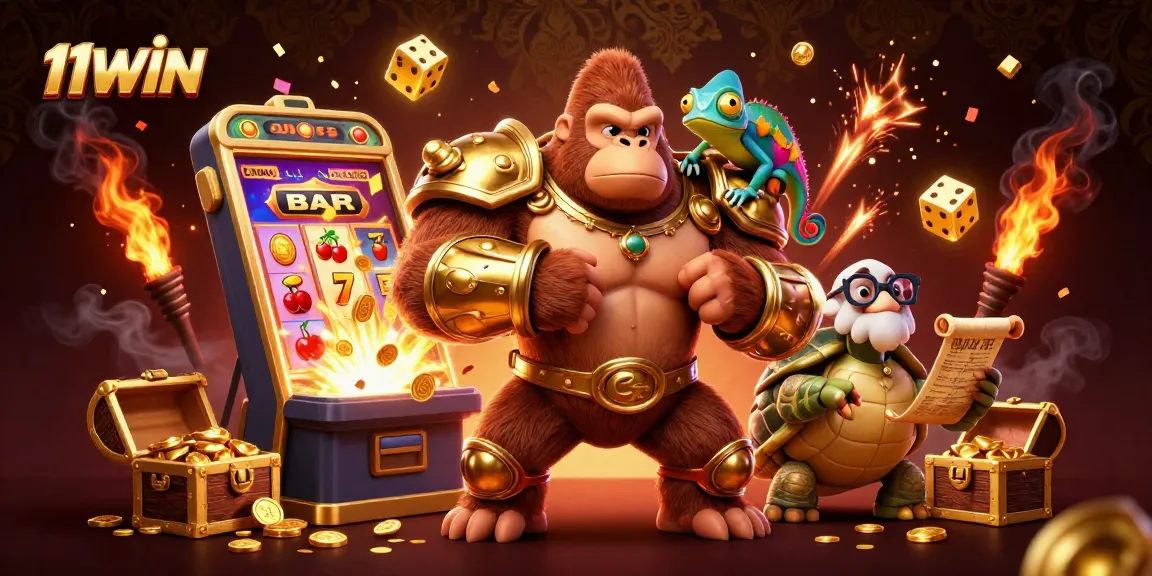 Engage with thrilling 11WIN gameplay featuring vibrant characters and exciting casino elements.