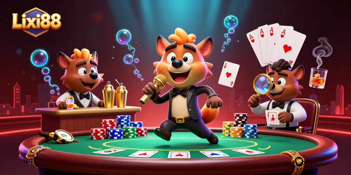 Experience exhilarating gaming at Lixi88 with lively casino characters and vibrant casino elements.