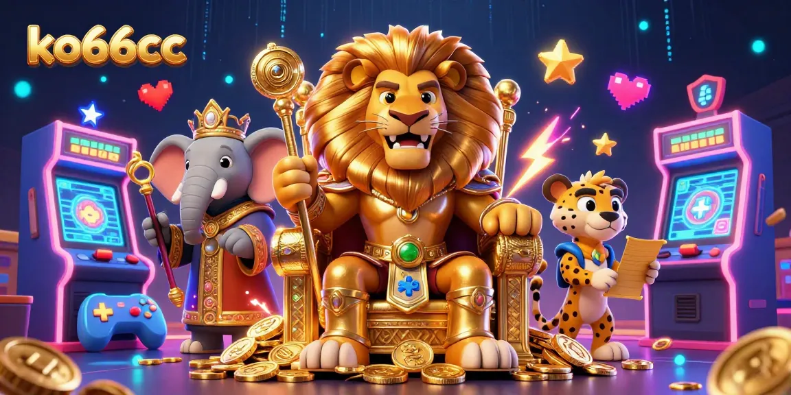 Experience thrilling gaming at ko66cc with dynamic characters amidst an exciting casino backdrop.