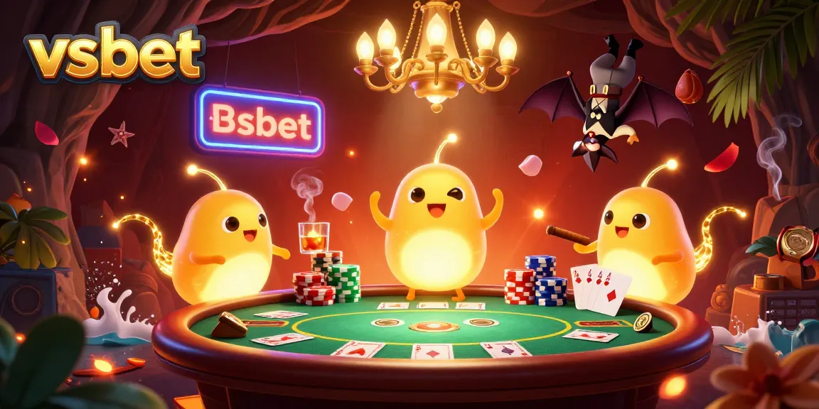 Experience thrilling gaming at vsbet with a vibrant cave casino scene illuminated by glowing creatures.