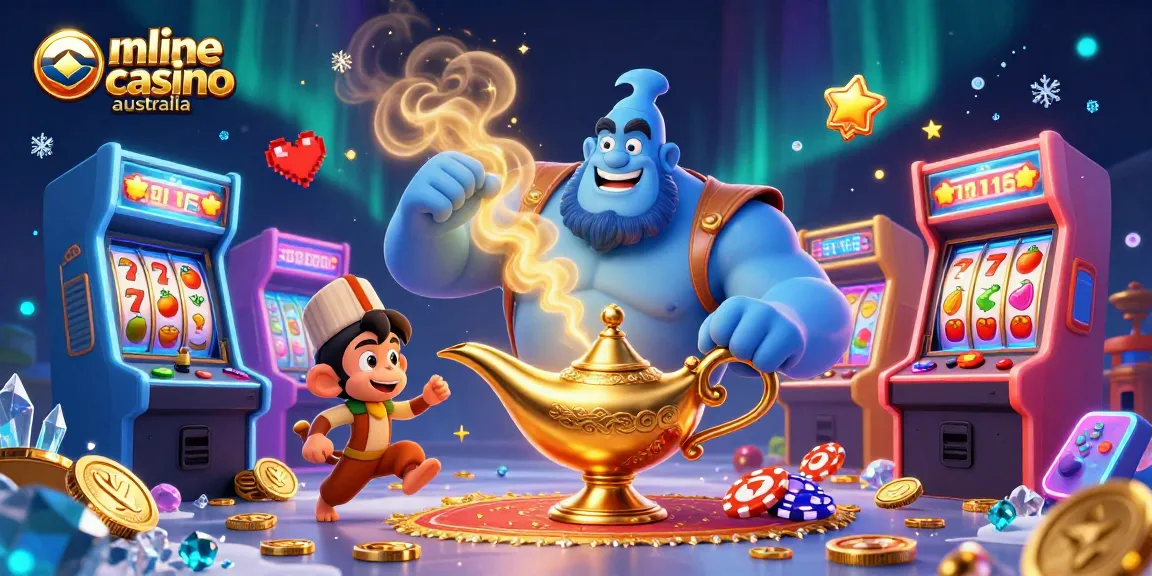 Engage with the vibrant world of online casino Australia through this dynamic cartoon illustration.